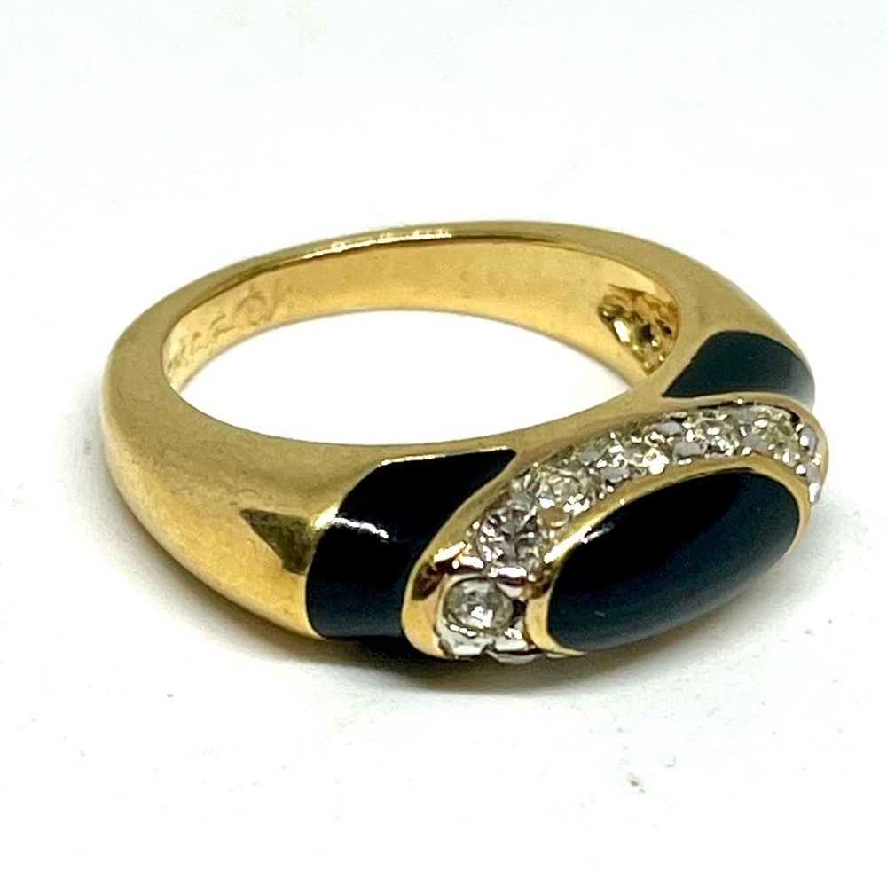 18KGF Onyx & Crystal Stacking Ring